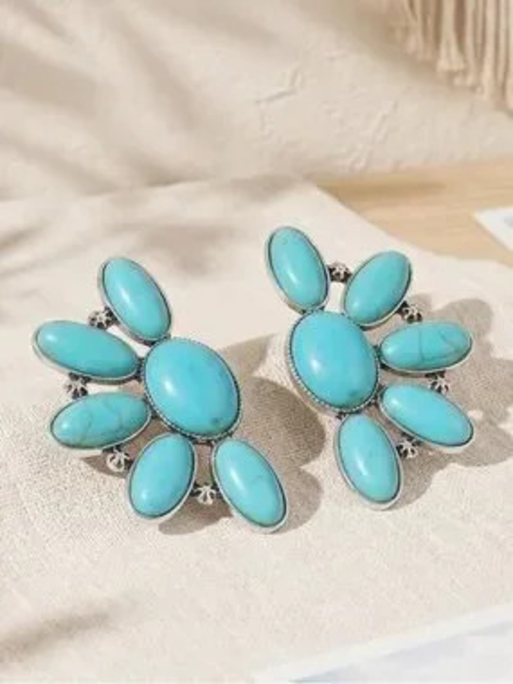 Anthropologie Turquoise Floral Cluster Earrings